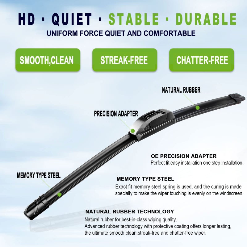 PARRATI OEM QUALITY 26" + 14" PARRATI Premium All-Season Windshield Wiper Blades (Set of 2) - Image 2